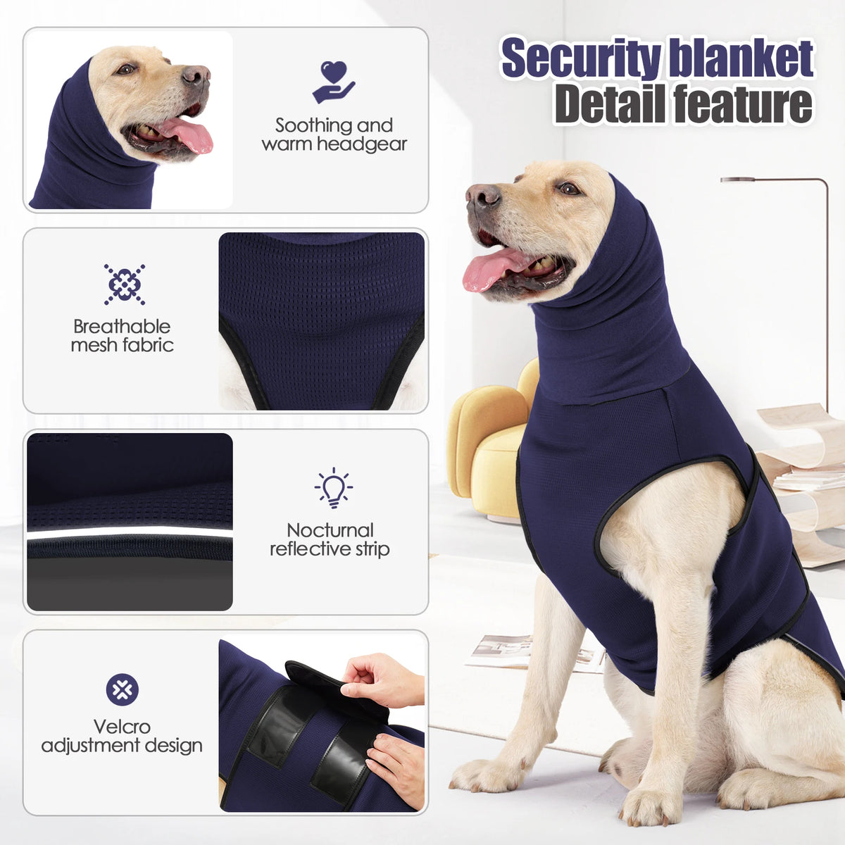 Calming Anxiety Vest for Dogs - Fireworks, Travel & Vet Visit Relief
